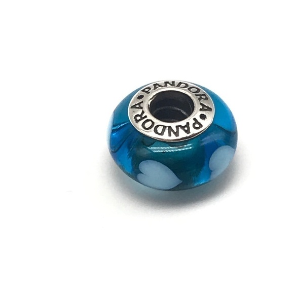 Pandora Blue Murano Glass Hearts Charm - Picture 6 of 6